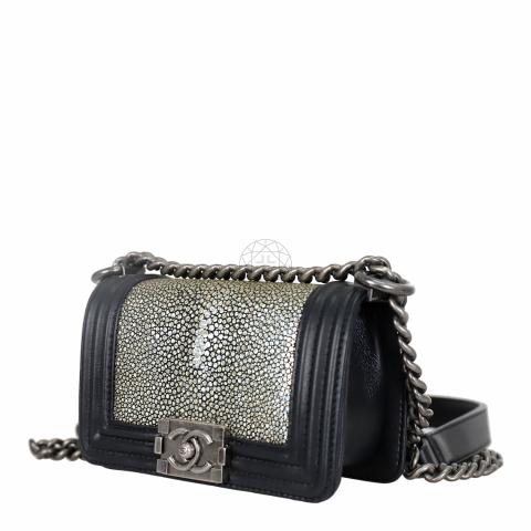 Sell Chanel Metallic Stingray Mini Boy Bag - Black