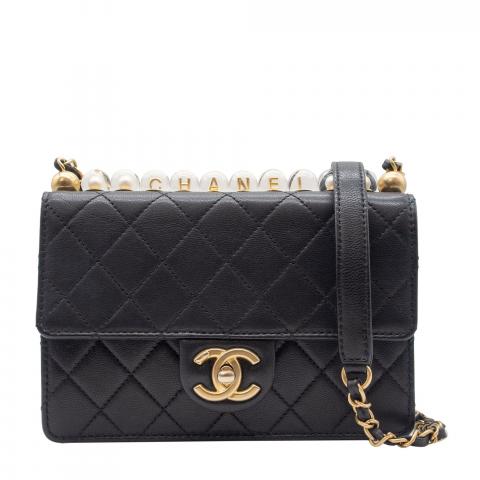 Sell Chanel SS20 Pearl Flap Bag Black HuntStreet