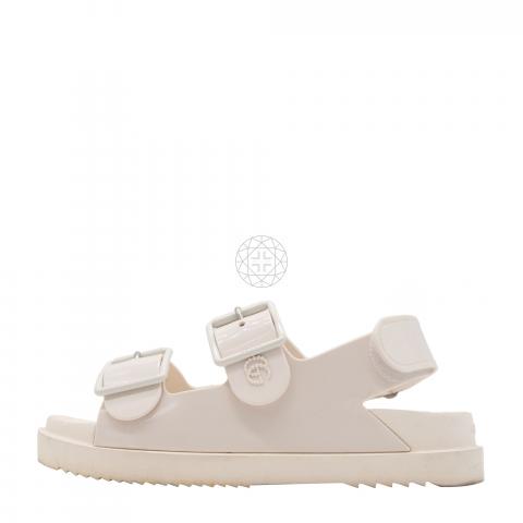 Gucci white rubber discount sandals