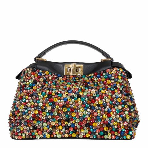 Sell Fendi Embellished Mini Peekaboo Bag - Black/Multicolor