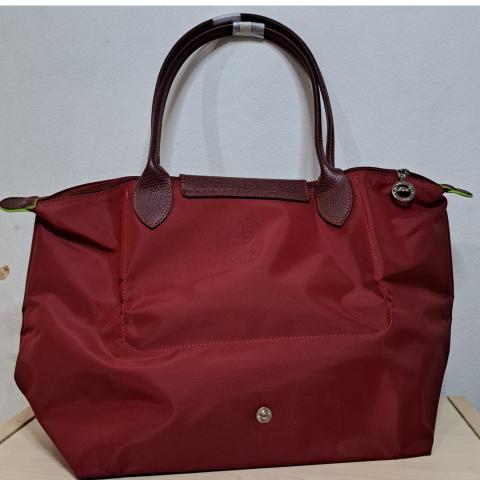 Longchamp, Bags, Longchamp Le Pliage Burgundy Cuir Leather Tote Bag Large