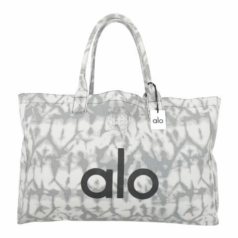 Sell Alo Yoga Logo Canvas Shopper Tote - Grey/Off-White