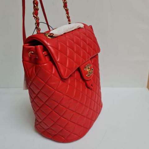 CHANEL Lambskin Quilted Small Urban Spirit Backpack Red 1199689