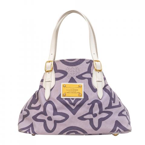 Louis Vuitton White and Purple Monogram Tahitienne Cabas PM, 9