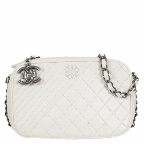 Chanel Camera Bag Small, White Smooth Calfskin, New in Box - Julia