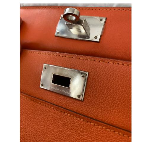 Shop HERMES Toolbox Orange/SHW Evercolor Leather 20 Bag by hirobuyer