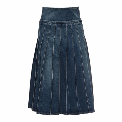 Denim midi hotsell skirt pleated