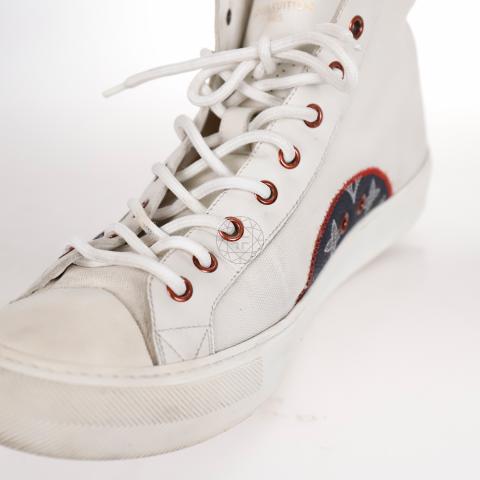 Louis Vuitton White & Red Gradient Tattoo High Top Sneakers