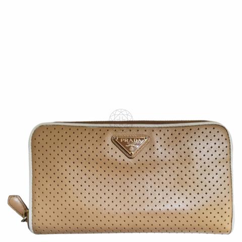 Prada Perforated Leather Compact Wallet
