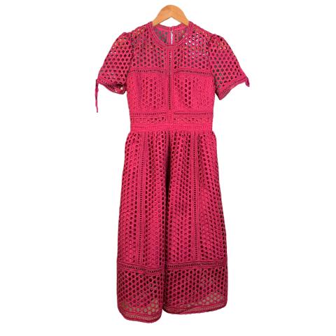 chinese dress ladies Burgundy Lace Collared Midi Dress – self-portrait-US main image 0