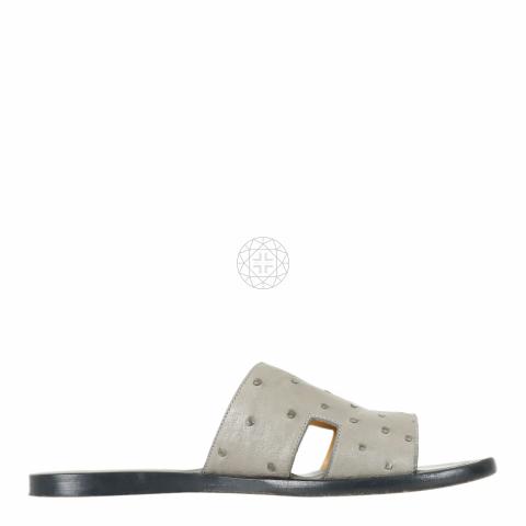 Sell Hermès Ostrich Izmir Sandals - Grey