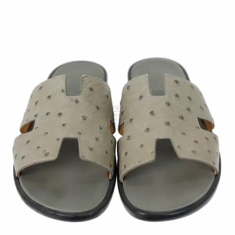 Sell Hermès Ostrich Izmir Sandals - Grey | HuntStreet.com display picture 1