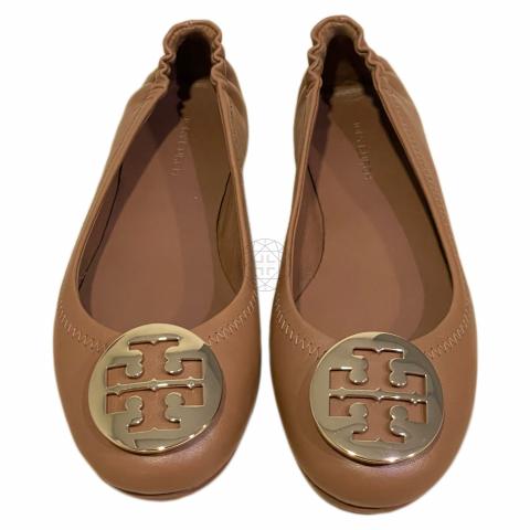 Sell Tory Burch Minnie Travel Ballet With Metal Logo - Brown