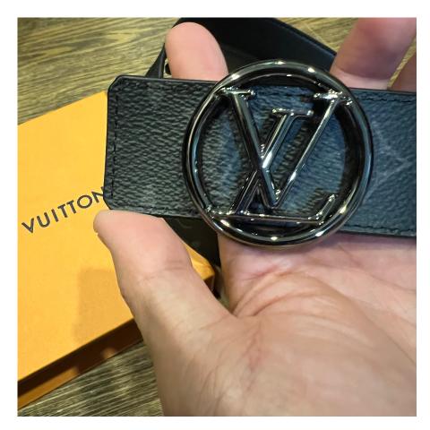 Louis Vuitton Signature Chain Belt Monogram Eclipse 35MM Black Grey in  Canvas with Shiny Black - GB
