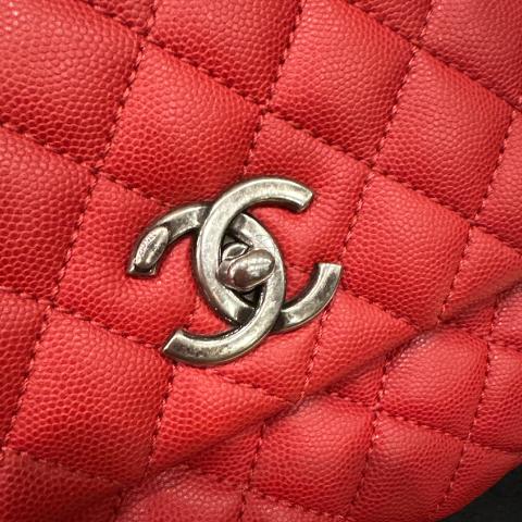 Chanel Limited Edition Red Stitched Coco Handle Bag at 1stDibs