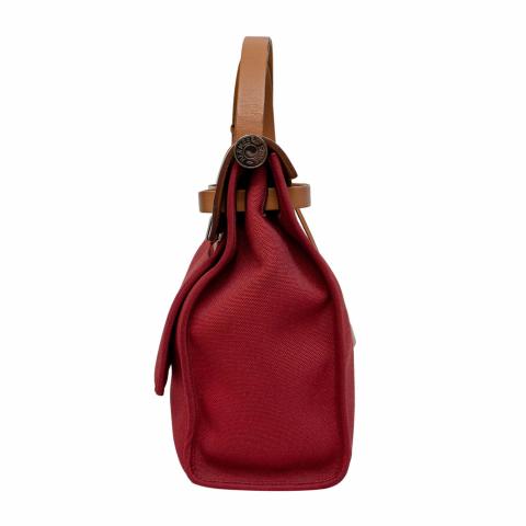 Hermes Herbag Zip 31 Rouge Grenat Red / Natural 2017 with Receipt