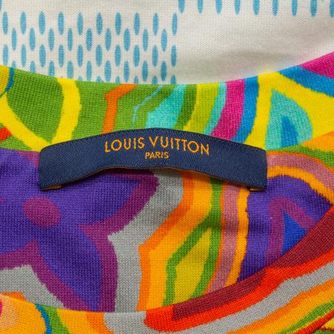 LOUIS VUITTON Rainbow Print T-Shirt L White X Multicolor