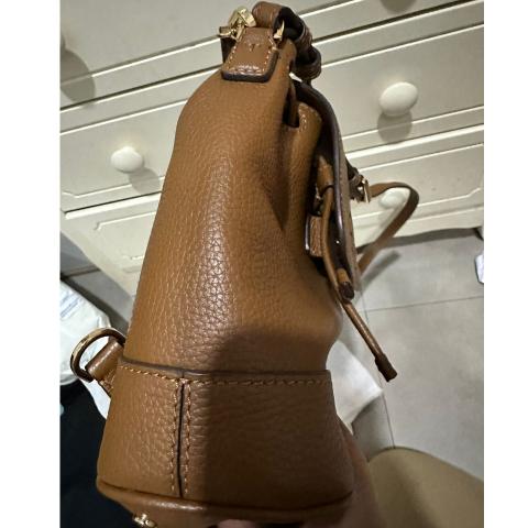 Tory Burch (137409) Thea Mini Moose Pebbled Leather Bucket Backpack Handbag  