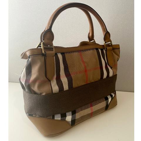 Totes bags Burberry - Shearling & canvas check tote bag - 3962088