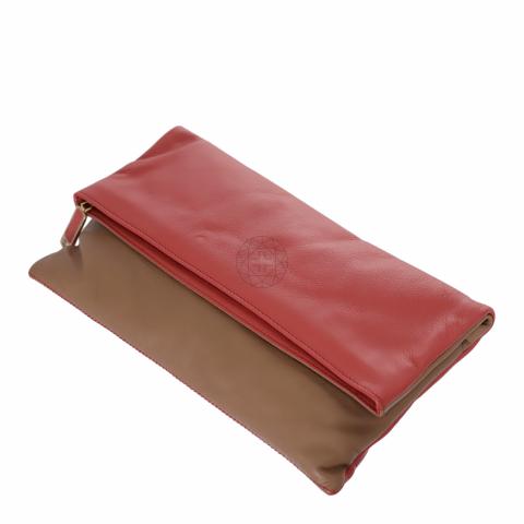 Sell Fendi Bicolor Fold-Over Clutch Brown/Red