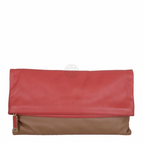 Sell Fendi Bicolor Fold Over Clutch Brown Red HuntStreet