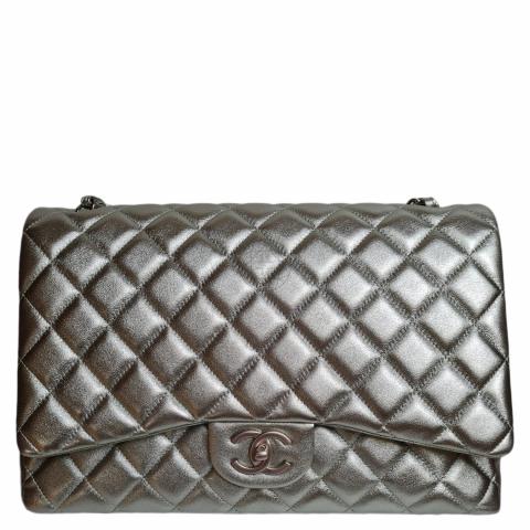 Sell Chanel Metallic Maxi Flap Bag SHW - Silver