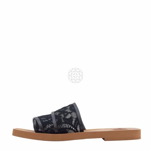 Sell Chlo Black Lace Woody Flat Sandals Black Brown