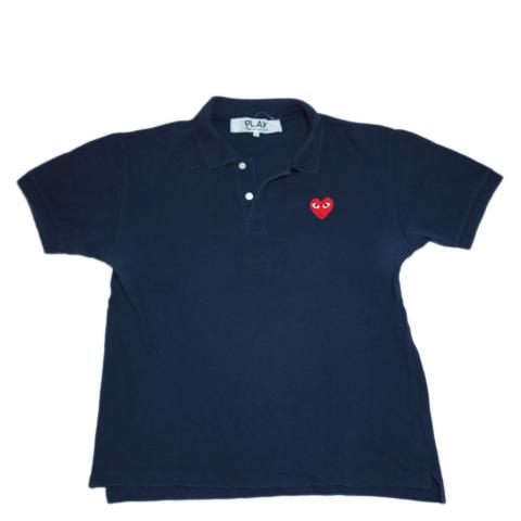 Sell PLAY Comme des Garçons Heart Embroidered Polo Shirt Blue
