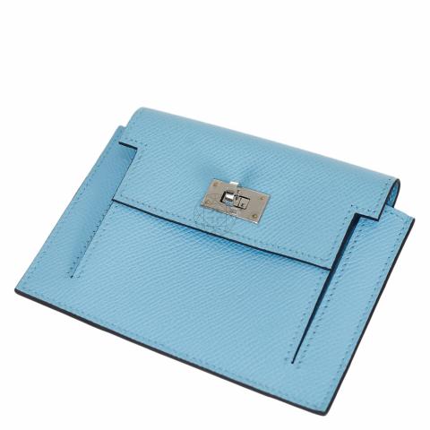 Hermes Kelly Classic Wallet Epsom Bleu Paon - US