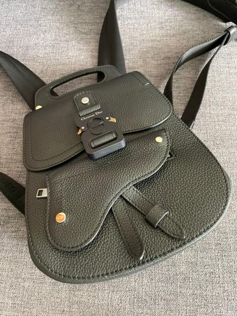 Dior Homme Saddle Backpack Large Black in Grained Calfskin Leather