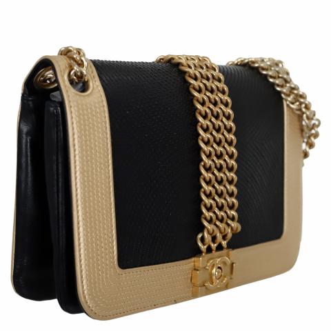 Sell Chanel Quilted Rock Boy Flap Bag - Black/Gold