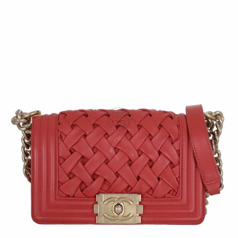 Chanel woven boy discount bag