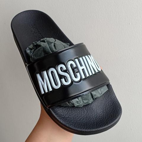 Sell Moschino Logo Slide Sandals - Black | HuntStreet.com