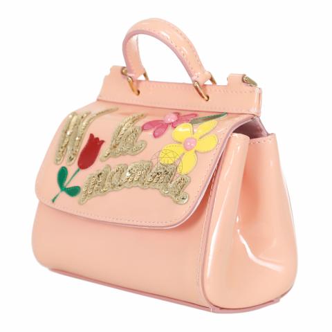 Dolce & Gabbana Pink Fig Print Leather Medium Embellished Sicily Top Handle Bag  Dolce & Gabbana