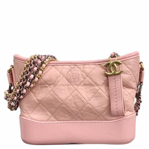 CHANEL Iridescent Aged Calfskin Quilted Small Gabrielle Hobo Light Pink  368073  FASHIONPHILE