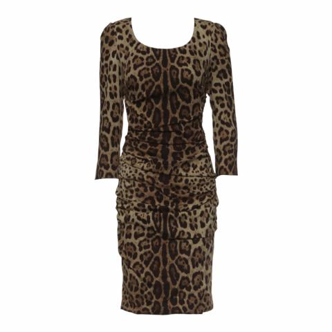 Sell Dolce & Gabbana Leopard Printed Midi Long Sleeve Dress - Brown |  HuntStreet.com
