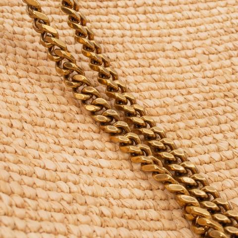 Saint Laurent Kate Medium Chain Bag In Raffia in Natural