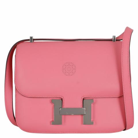 Hermes PHW Constance Mini Shoulder Bag Swift Leather Rose Azalee