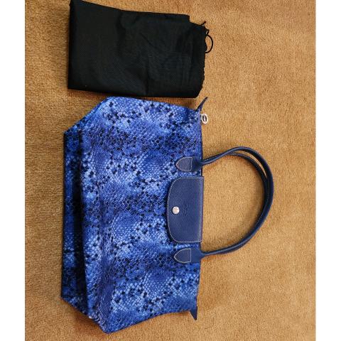 Sell Longchamp Snakeskin Printed Le Pliage Shoulder Bag Blue HuntStreet