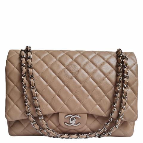 Sell Chanel Maxi Beige Caviar Double Flap Bag Beige