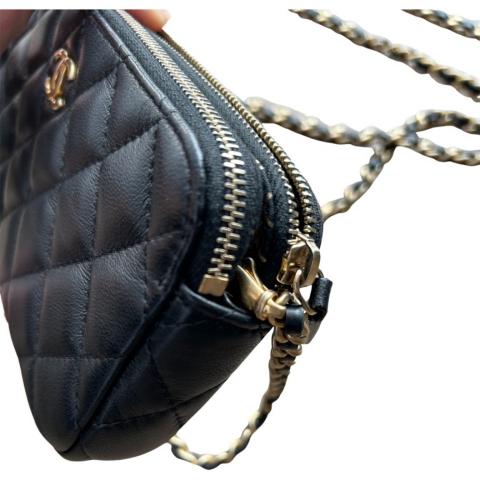 Sell Chanel Double-Zip Clutch on Chain Bag - Black