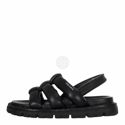 Sell Prada Puffy Leather Slingback Sandals Black HuntStreet