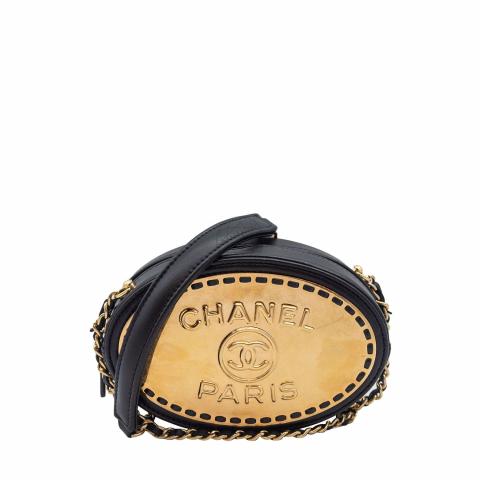 Sell Chanel Seasonal Mini Oval Bag With Chain Strap - Black | Huntstreet.Com