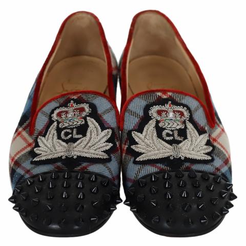 Christian Louboutin Blue and Red Studded Loafers Christian Louboutin | Shoes | Mens Studded Slipon Shoes Blue  main image 4