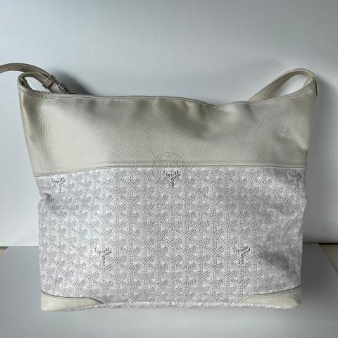 Goyard White Goyardine Grenadine Shoulder Bag Leather Cloth Cloth