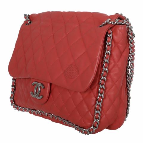 Sell Chanel Chain Around Maxi Luxe Flap Bag - Red