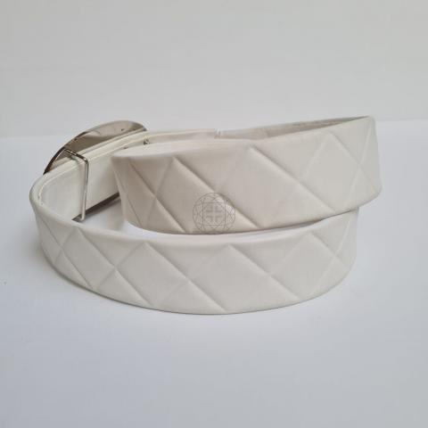 Chanel White Leather CC Buckle Belt 80CM Chanel