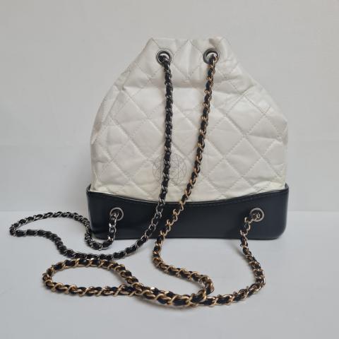 CHANEL Tweed PVC Quilted Gabrielle Backpack White 443893  FASHIONPHILE