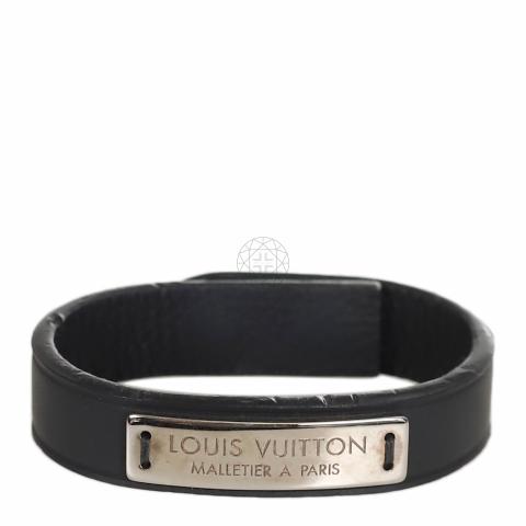Louis Vuitton black wide leather bracelet