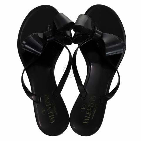 Valentino black discount bow flip flops